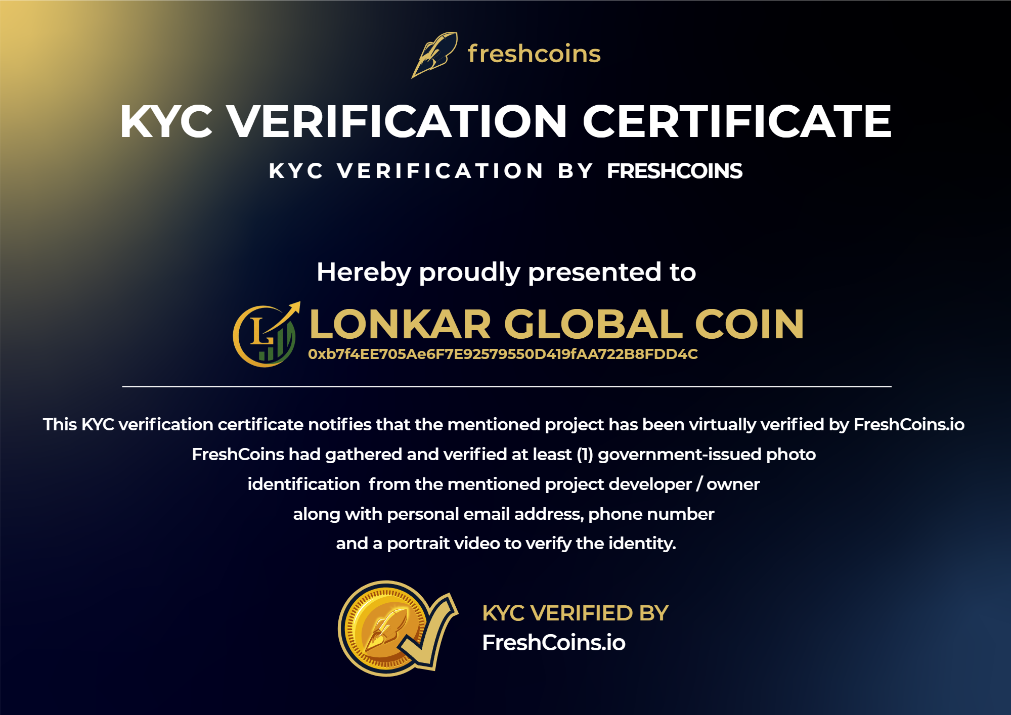 KYC Verification Certificate